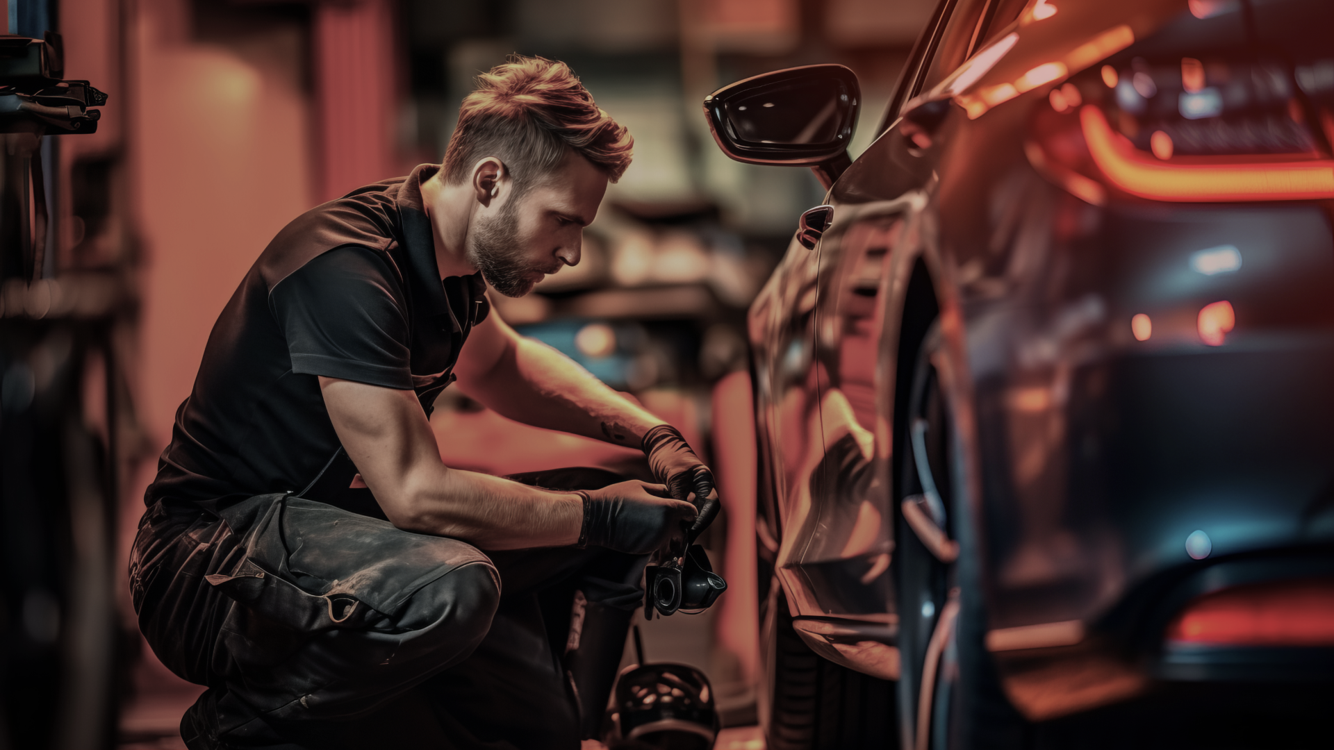 YST Garage teknisyeni araç üzerinde çalışırken
